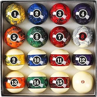 JAPER BEES Billiard Ball Marble Dark 2-1/4" Regulation Size&Weight Complete 16balls