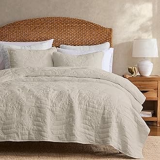 R.SHAREFarmhouse Decor Quilt Bedding Set King Size Beige, Country Floral Bedspread Neutral, Flower Bedding with Pillow Shams, Rustic Nature Lightweight Coverlet Spring Summer QuiltOEKO-TEX STANDARD 100