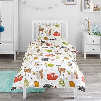 Bloomsbury Mill - Woodland Animals - Kids Bedding Set - Junior/Toddler/Cot Bed Duvet Cover and Pillowcase