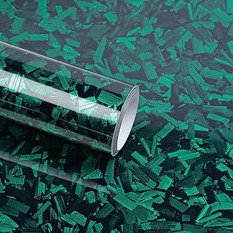 Lypumso Green Forged Carbon Fiber Vinyl Wraps, Car Self-Adhesive Hood Wraps Films with Air Release Technology, High Gloss Auto Interior Exterior DIY Use Rolls 1ft x 5ft
