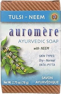 Ayurvedic Bar Soap Tulsi-Neem by Auromere - All Natural Handmade and Eco-friendly Bar Soap for Sensitive Skin - 2.75 oz
