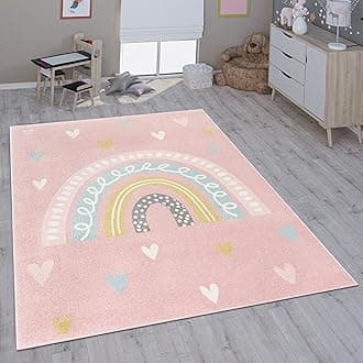 Paco HomePaco Home Children's Rug Child's Room Girls Boys Various Motifs And Sizes, Size:160x220 cm, Colour:Pink White
