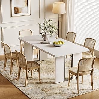 LITTLE TREE 71-Inch Dining Table, Rectangular Wooden Kitchen Table for 4-6 People, Modern Home Furniture with Heavy Duty Legs, Large Dinner Furniture Last Forever, White