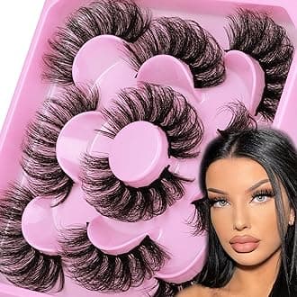 Focipeysa Dramatic Eyelashes Fluffy Faux Mink Lashes 22mm Long False Eyelashes D Curl Eyelashes that Look Like Extension 5 Pairs Pack
