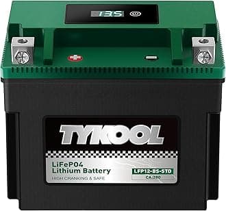 TYKOOL YTX12-BS STD LiFePO4 Lithium Motorcycle Battery,280CCA,2X Cranking Amps,Digital Readout,Compitable for BMW F850GS,Kawasaki Vulcan 900, BRP (Can-AM) DS250 ATV,Piaggio Vespa 300cc Scooter