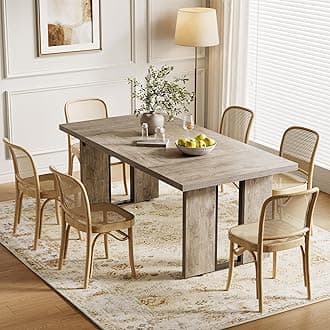 LITTLE TREE 71-Inch Dining Table, Rectangular Wooden Kitchen Table for 4-6 People, Modern Home Furniture with Heavy Duty Legs, Large Dinner Furniture Last Forever, Grey