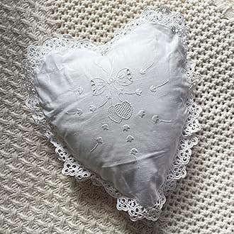 MODERN HEIRLOOM Embroidered and LACE 2-PC Pillow Decorative Pillow Set, 9 inches, Dear Hearts White 9" 2 Count