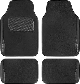 SpeedSeries Carpet Car Floor Mats Set - Versatile Fit for Cars, Trucks, SUVs, Vans Black Trim Racing Design Car Mat Full Set Tapetes para Carro - Set of 4, Black Cars Carpet Mats