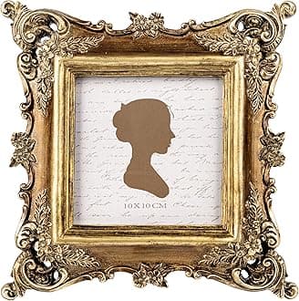 Vintage Picture Frame 4x4 Inch, Luxury Antique Square Photo Frames with Glass Front, Photo Display, Tabletop Wall Hanging, Gift Ideas, Bronze Gold