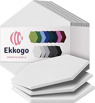 EkkogoAcoustic Panels 12-Pack Soundproof Wall Panels 12''X10''X0.4'' Sound Panels High Density Sound Dampening Panels - [White Hexagon]