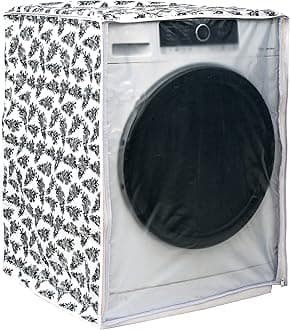 CLASSIC® Polyvinyl Chloride (PVC) Front Load Washing Machine Cover Suitable for LG 6.5 Kg, 7 Kg, 7.2 Kg, 7.5 Kg, 8 Kg (63cmsX63cmsX81cms, Black & White)