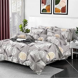 Cotton Comfort Bedding & Linen 3PCS King Size Duvet Cover Set 100% Egyptian Cotton Bedding King Size Bed Set 400 Thread Count Floral Printed Floral Grey Duvet Cover King with Pillow Cases 2 Pack