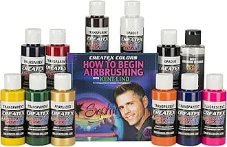 Createx Colors 5814-00 12 Color Airbrush Set with " How to Begin Airbrushing" DVD, 2 oz.