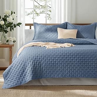 Bedsure Queen Quilt Bedding Set - Soft Ultrasonic Full/Queen Quilt Set - Clover Bedspread Queen Size - Lightweight Bedding Coverlet for All Seasons (Includes 1 Mineral Blue Quilt, 2 Shams)