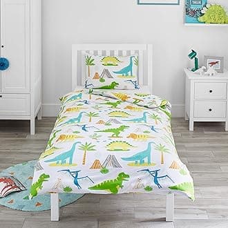 Cot Bed Duvet Cover Set - Toddler Bedding Set For Boys and Girls - Dinosaur Kids Bedding - Cot Duvet Cover & Pillow Case Set - 120x150cm