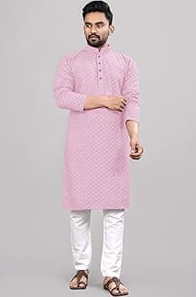 Men's Indian Ethnic Wear Straight Lucknowi Kurta