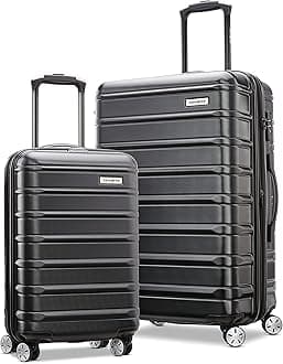 Omni 2 Hardside 2 Piece Set - Includes Global Carry-On & Medium Checked Suitcases - 360° Dual Spinner Wheels - Integrated TSA Lock & Expansion - Amazon Exclusive - Midnight Black