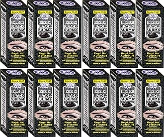 Bhimseni Black organic Surma | Black Surma is created with 25 herbs using traditional Vedic Indian scientific methods of eye surma making. It not only provides a cool and soothing effect but also enhances the magnetic black look of your eyes | (725 Mg Pack of 12)