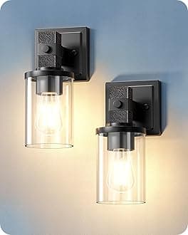 Wall Sconces Set of 2, Vintage Vanity Light Fixtures with Clear Glass Shade & Bronze Finish, 1-Light Wall Mount Lamp for Bathroom, Hallway, Living Room, Mirror, Kitchen