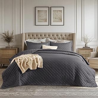 Bedsure California King Quilt - Ultra Soft Quilt Bedding for Modern & Scandinavian Bedrooms, Lightweight California King Comforter, Charcoal Bedspread Coverlet 111x106 Inch