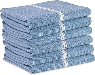 LANE LINENKitchen Towels Set - 100% Pure Cotton Dish Towels for Kitchen, Super Absorbent Kitchen Hand Towel, Tea Towels, Soft & Durable Dish Cloths, Pack of 6 – 14”x25”, Indigo
