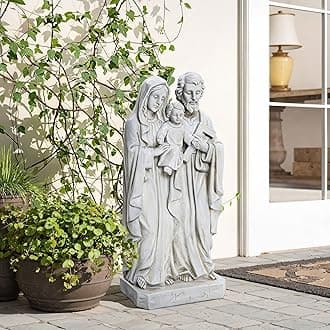 LuxenHome Holy Family Statue, 19 Inch Tall Off White Polyresin Holy Family Statue Catholic, Indoor Outdoor Patio Decor for Sagrada Familia Estatua, Garden Home Decor Gift