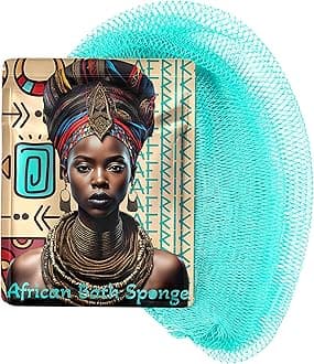 AFRIKI African Net Sponge – Exfoliating Body Scrubber, Black Owned & Rooted in Africa, All Skin Types | 45 in Long (Turquoise)