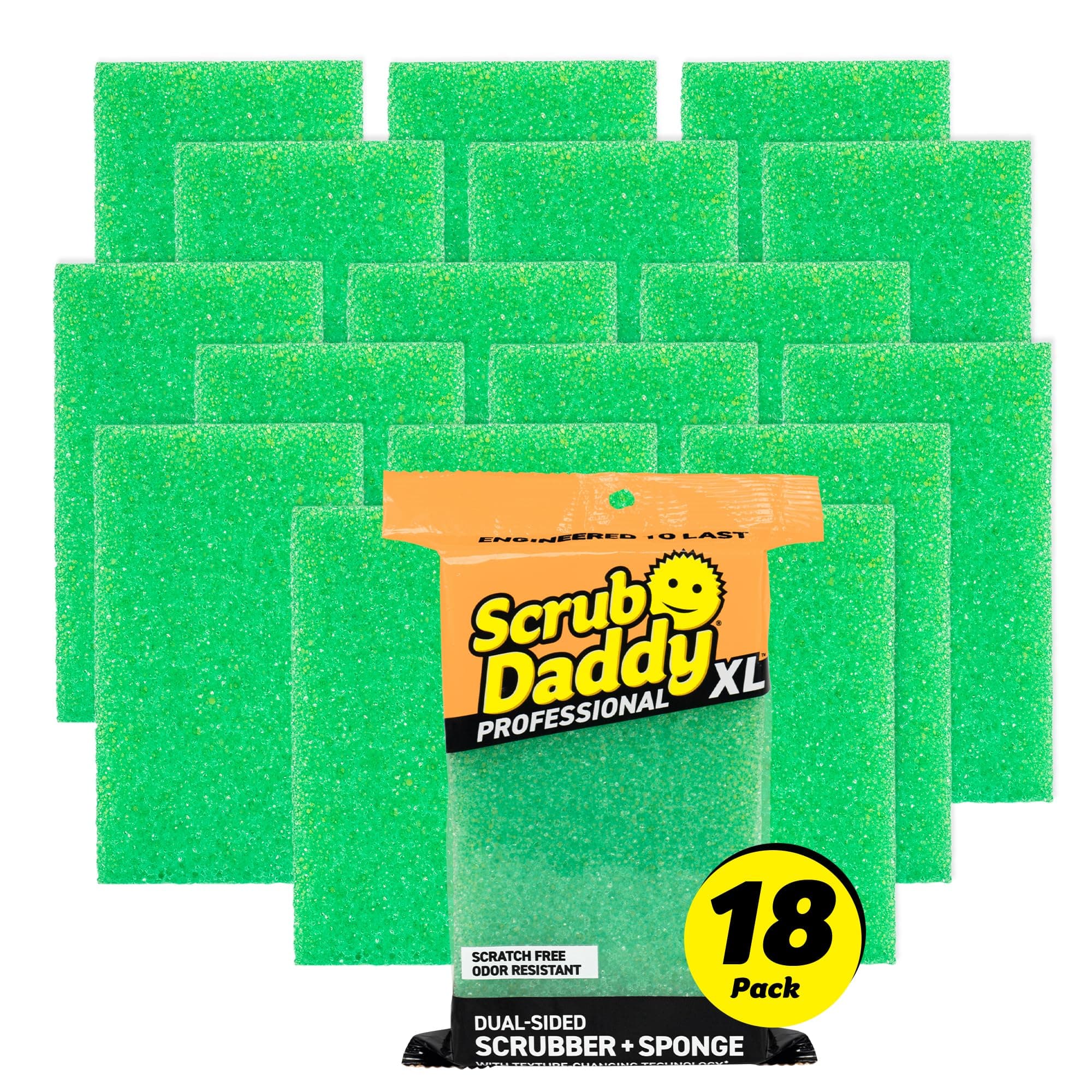 Extra Large Sponge Daddy - Bulk Kitchen Sponges for Cleaning Different Rooms & Surfaces - Dual-Sided Dish Scrubber with FlexTexture Foam (18 Count)