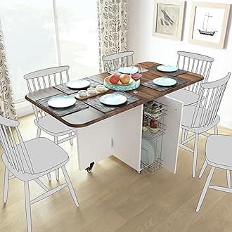 Studio Kook ABBA Engineered Wood 6 Seater Folding Dining Table, Delivered Preassembled (White)