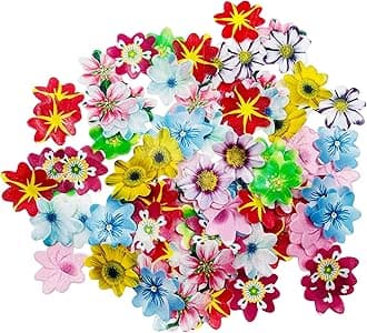 120pcs Edible Flowers Daisy Cake Toppers for Happy Birthday Wedding Edible Wafer Paper Rice Paper 1.6“ Cupcake Topper Decoration Mix 10 Colurs Baby Shower Wedding
