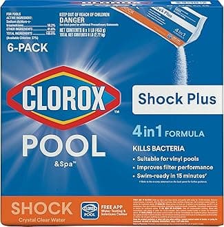 Clorox® Pool&Spa™ Shock Plus, for Crystal Clear Swimming Pool Water, Swim-ready in 15 minutes, Suitable for vinyl pools (6-Pack)