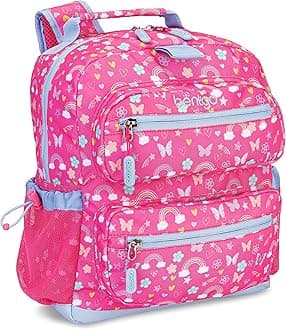 Kids Backpack - Lightweight 14” Backpack in Fun Prints for School, Travel, & Daycare, Ideal for Ages 4+, Roomy Interior, Durable & Water-Resistant Fabric, & Loop for Lunch Bag (Rainbows)