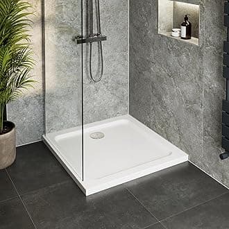 760 x 760 x 45mm White Bathroom Shower Tray for Enclosures Cubicles & Wet Room with Waste, Square