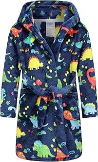 Boys Soft Fleece Robes Plush Hooded Bathrobes Sleepwear for Kids 1-16 Years