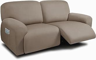 ULTICOR Extra Wide 75" - 100", Reclining 2 Seater Sofa, Extra Wide Reclining Love Seat Slipcover, 6-Piece Yarn Fabric, Reclining Sofa Covers, Thick, Soft, Washable (Taupe)