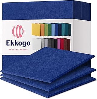 Ekkogo Acoustic Panels 12-Pack Soundproof Wall Panels 12"X12"X0.4" Sound Panels High Density Sound Dampening Panels - [Admiral Blue Square]
