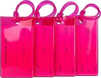 TravelMore4 Pack TravelMore Luggage Tags for Suitcases, Flexible Silicone Travel ID Identification Labels Set for Bags & Baggage – Hot Pink