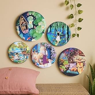 RITUALISTIC Slice of Life Iron Wall Art Plates – Set of 5 Decorative Plates | Contemporary Metal Wall Decor | Modern Wall Hanging for Living Room, Bedroom & Home Interiors