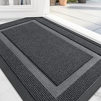 OLANLY Front Door Mat Indoor Outdoor Entrance, Waterproof All-Season, All-Weather Doormat, Sturdy Natural Rubber, Fade Resistant, Low Profile, Easy Clean Patio Porch Entryway Mat, 59x30, Grey