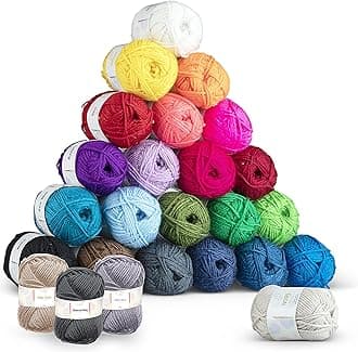CraftBud Acrylic Yarn Skeins 24 x 50g - 2400 Yards - Yarn for Crocheting - Soft Crochet Yarn for Knitting and Crafts - Multicolored Crochet Craft Yarn for Adults and Kids - 24 Pack