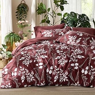 Bedsure King Size Comforter Set - 7 Pieces Floral Burgundy Soft Bedding Sets, King Bed in a Bag with Botanical Flowers Comforter, Sheets, Pillowcases & Shams