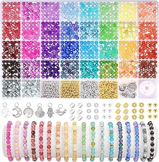 Funtopia 980pcs Round Glass Beads Bracelet Making Kit