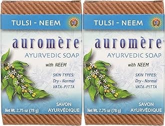 Ayurvedic Bar Soap, Tulsi Neem - Eco Friendly, Handmade, Vegan, Cruelty Free, Natural, Non GMO (2.75 oz), 2 pack