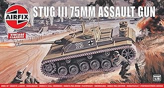 Airfix Vintage Classics Set - A01306V Stug III 75mm Assault Gun - Plastic Model Tank Kits for Adults & Children 8+, Set Includes 79 Pieces, Sprues & Decals - 1:76 Scale Model Tank Set