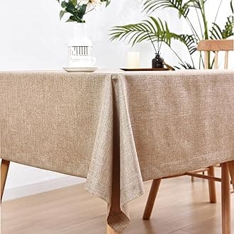 Wolkemer Faux Linen Square Tablecloth Heavy Duty Wrinkle Resistant Fabric Table Cloths 70 x 70 Inch Flaxen Table Cover for Kitchen Dining Indoor Outdoor Tabletop Decoration
