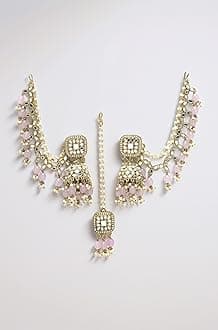 ZENEME Traditional Stylish Gold Plated Polki & Pearl Bahubali Jhumki Jhumka Earrings Jewellery For Girls And Women