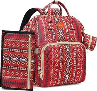 Western Boho Diaper Bag Backpack with Changing Pad Pacifier Case, Baby Bag for Boy Girl Toddler - 35L Large, Stylish Travel Diaper Bag for Mom - Baby Shower Gifts-Burgendy
