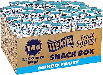 Welch's Fruit Snacks, Mixed Fruit, Great for School Lunches, Bulk Pack, Individual Single Serve Bags, 1.55 oz (Pack of 144)