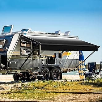 YESCAMP Manual RV Awning Complete Kit Retractable Camper Awning for RV or Trailers RV Roll Out Awning for Camper or 5th Wheel,Travel Trailers,Toy Haulers,Motohome(19Ft,Black Frame,Black Fade)