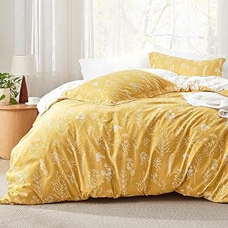 Bedsure Full Comforter Set - Yellow Comforter, Cute Floral Bedding Comforter Sets, Gifts for Woman, 3 Pieces, 1 Soft Reversible Botanical Flowers Comforter and 2 Pillow Shams